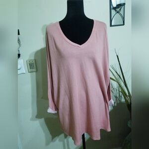 Soft Pink V-Neck Long Sleeve Top
